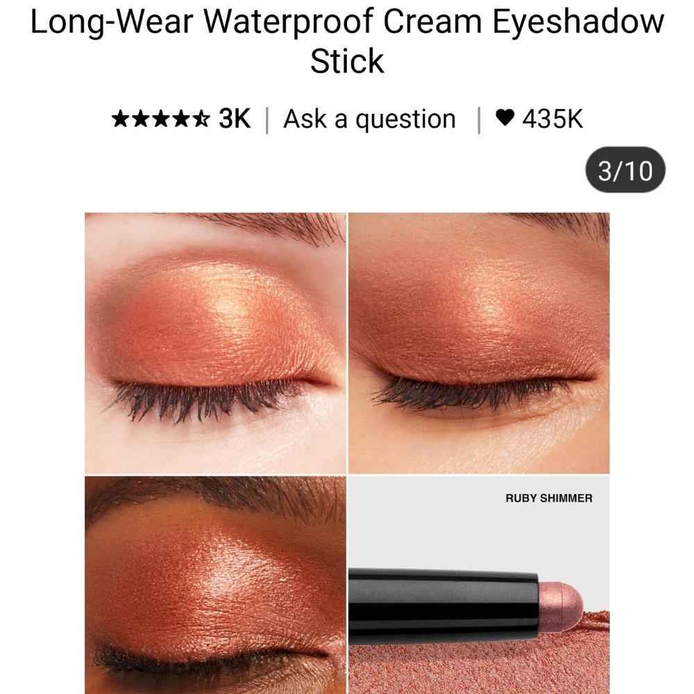 Bobbi Brown Waterproof Creamy Eye Shadow Stick In Ruby Shimmer.